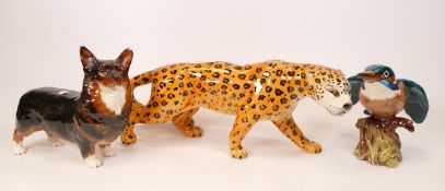 Beswick Leopard ( chip to ear) together with Corgi ( damaged ear) and Kingfisher 2371 (3)