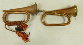 Two Vintage Copper Bugles (2)