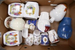 A collection of Wade Ceramic Ringtons Storage jars, Teapot, Advertising Bottles etc These were