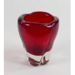 Whitefriars 1950's Large Ruby Red Glass Vase Molar Tooth , height 15cm