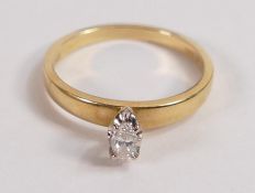 18ct diamond solitaire ring,set with oval shaped diamond, size N,2.8g.