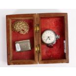 A mixed collection of items to include Ingersoll Triumph Stopwatch, White Metal Pill box, Mercedes