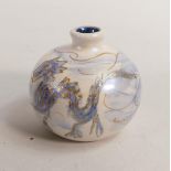 Anita Harris blue & white lustre dragon vase. Gold signed to base, height 11cm