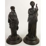 Two Classical Theme Bronzed Lady Figure, height of tallest 33.5cm(2)
