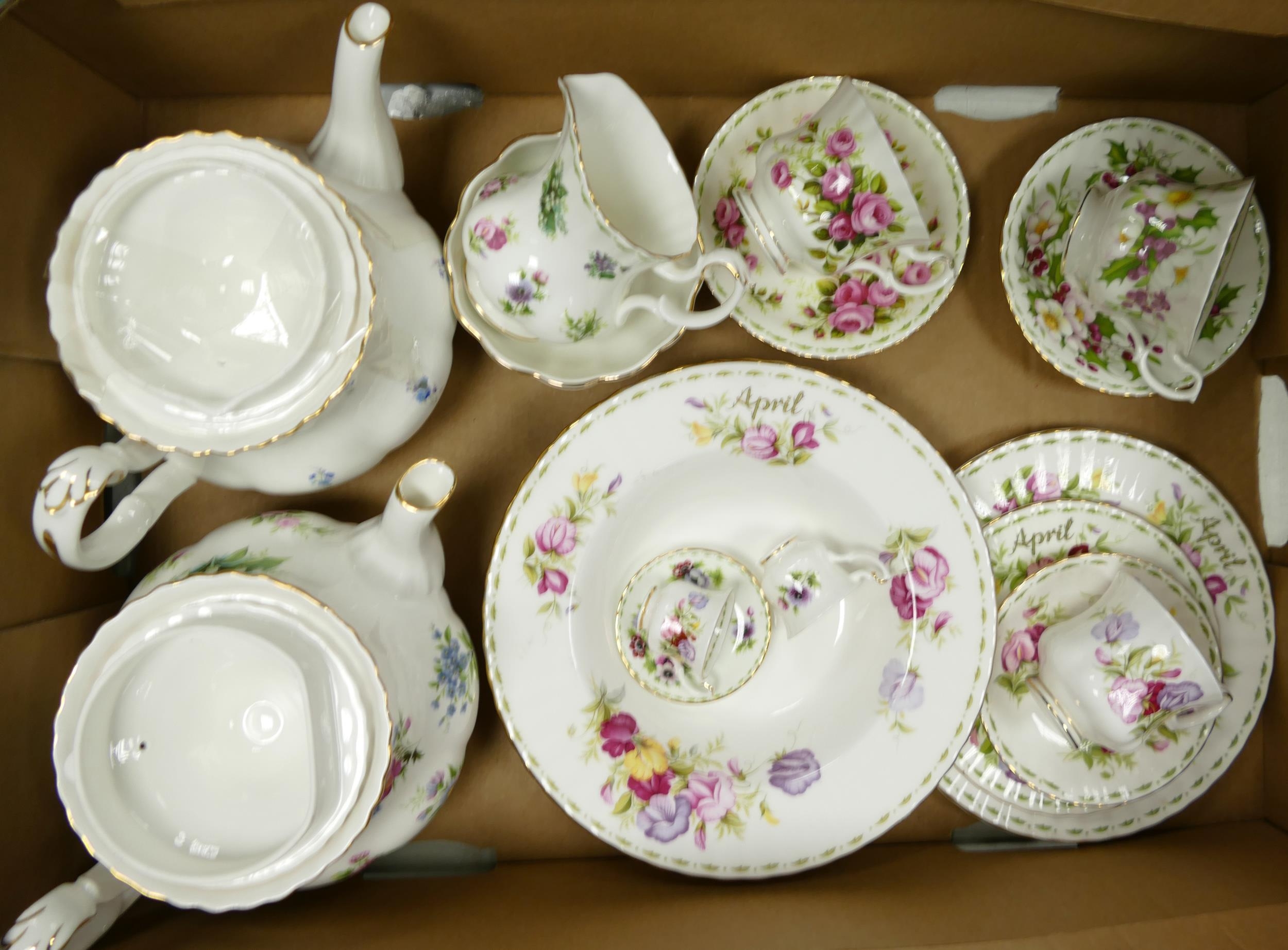 A mixed collection of items to include seconds large teapots, Month of Year patterned cups/