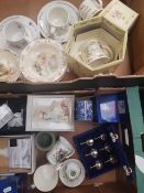 A mixed collection of items to include boxed Royal Doulton Bunnykins cups, oatmeal dishes,