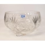 Boxed Large Footed Crystal Fruit Bowl, diameter 27cm