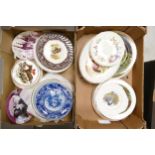 A large collection of decorative wall plates with hunting nature & similar theme's (2 trays)