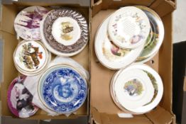 A large collection of decorative wall plates with hunting nature & similar theme's (2 trays)