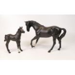 Beswick Black Beaty 2466 & Foal 2536(2)