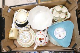A mixed collection of items to include Arthur Woods Polka Dot teapot, Crown Ducal Octagonal bowl,