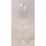 Boxed Varga Crystal for De Lamerie Fine Bone China heavy Undecorated Champagne Flutes, height 21.5cm