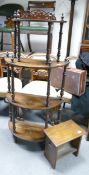 Inlaid Antique 4 tier What Not & Stool(2)