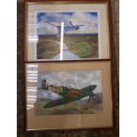 Two Amateur Framed Pictures of Spitfire & Concorde(2)