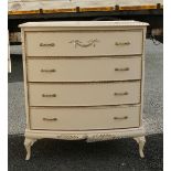 French Louis XV style reproduction painted Chest of 4 drawers 79cm W 90cm H