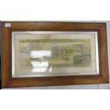 A framed print 'Widdicombe Fair'. 34cm x 65cm. in oak frame