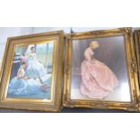 Two Large Reproduction Heavily Framed Gilt Effect Portraits, largest frame size 82 x 71cm(2)