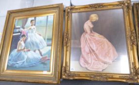 Two Large Reproduction Heavily Framed Gilt Effect Portraits, largest frame size 82 x 71cm(2)