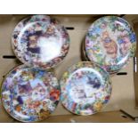 Eight Danbury Mint Victorian Cat Series Limited Edition Wall Plates