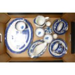 Booth's Real Old Willow Patterned tea & dinner ware including platter, trio's, gravy boat & stand