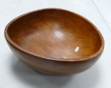 Large Turned Continental Wooden Bowl, diameter 39cm