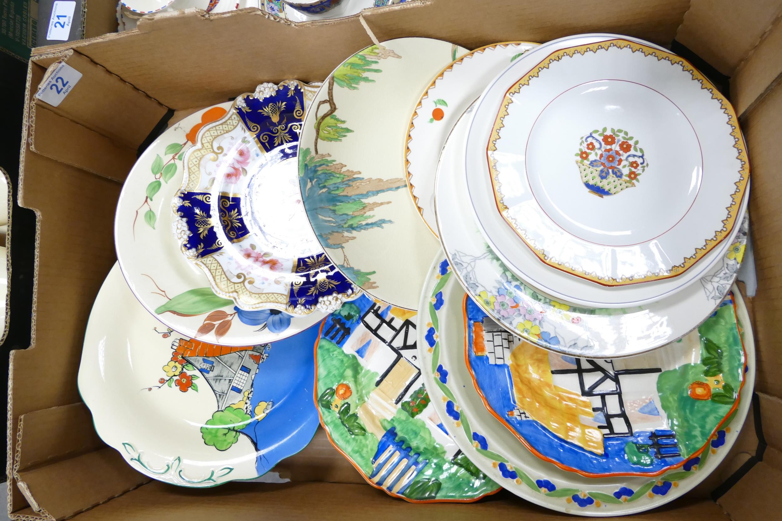 A mixed collection of items to include 19th century floral decorative wall plates, Hancocks,