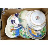 A mixed collection of items to include 19th century floral decorative wall plates, Hancocks,