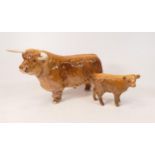 Beswick Highland Bull 2008 & Calf 1827D(2)