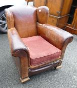 Distressed 19th Century Leather Armchair