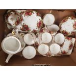 Royal Albert 'Old Country Roses' Pattern teaware items to include teapot, milk jug, sugar bowl,