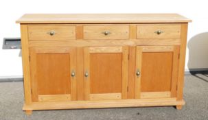 Solid modern oak 3 door 3 drawer sideboard 151cm W 87cm H