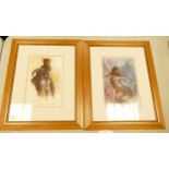 Two Frame Jonathan Walker Water colours titled The Marvelous Jack Brown & Hot Breath Harry, frame