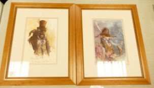 Two Frame Jonathan Walker Water colours titled The Marvelous Jack Brown & Hot Breath Harry, frame
