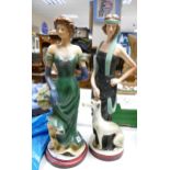 Two Large Plaster Art deco Lady Figures, height 53cm(2)
