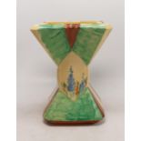 Myott & Son Hand Decorated Art Deco Flower Vase, height 21.5cm