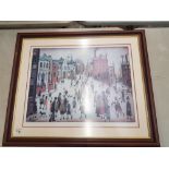 After LS. Lowry picture (1887-1976) 'A village Square' framed print Overall size 84cm x 70cm