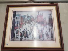 After LS. Lowry picture (1887-1976) 'A village Square' framed print Overall size 84cm x 70cm