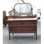1920's Oak Dressing Table , length 107cm, depth 52cm & height including mirror 139cm