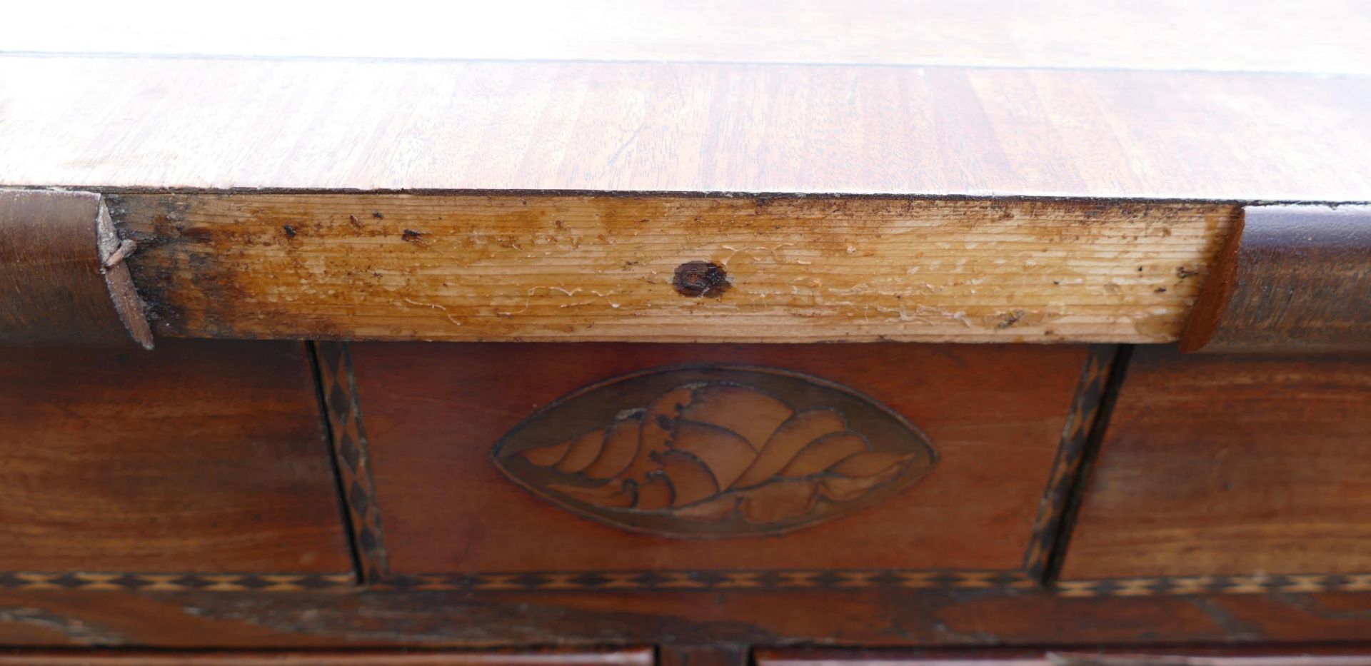 Distressed Inlaid Edwardian Chest of Five Drawers, length 121cm, height 116cm & depth 53cm - Image 5 of 10