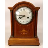 Inlaid Wooden Mantle Clock, height 32cm