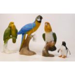 A collection of Wade Ceramic Northlight Figures of Parrots & Penguin, tallest 23cm. These were