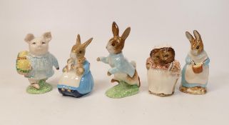 Royal Albert Beatrix Potter Figures Mrs Rabbit & Bunnies, Little Pig Robinson, Peter Rabbit, Mrs