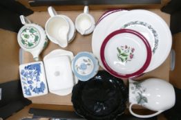 A mixed collection of Wedgwood items to include various jugs, plates, miniature teapot etc