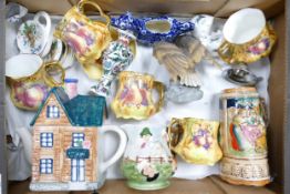 A mixed collection of items to include Aynsley Orchard Gold Patterned dish, Staffordshire Ceramics