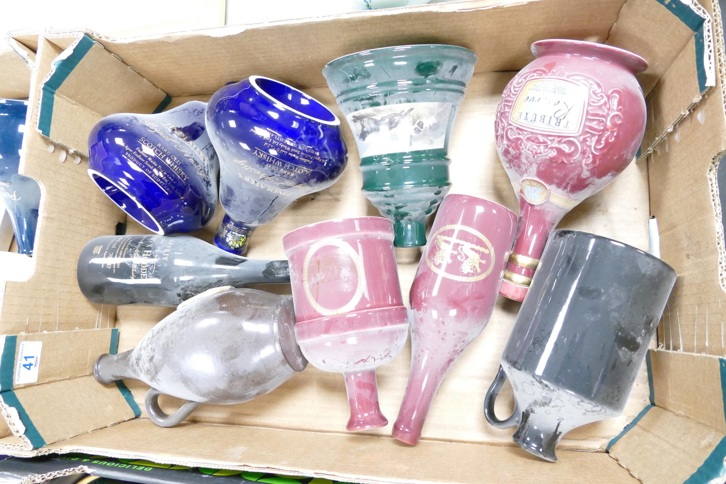 A collection of Wade Ceramic Whiskey & Spirit Bottles /decanters to include Glenfiddich, Tribute,