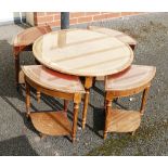 Leather top Circular nest of 4 tables