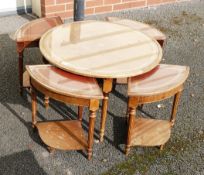 Leather top Circular nest of 4 tables