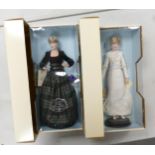 Two Franklin Mint Princess of Wales Diana Porcelain Headed Collectors Dolls(2)