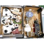 A mixed collection of items to include pair of Staffordshire dogs, electric oil shaped lamp etc (2