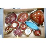 A collection of Carlton Ware Rouge Royale & similar vases, dishes, bowls & lidded boxes